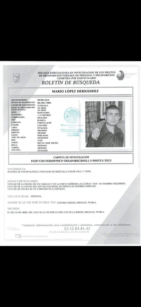laredcincoradio's tweet photo. #ServicioSocial 
📢II Urge localizar a Mario López Hernández de 16 años de edad, quien fue visto por última vez en la colonia Miguel Hidalgo, #Puebla. Para más informes puede comunicarse al 2212838142. RT #Puebla #LaRedCincoRadio https://t.co/GbqD3zNQCg