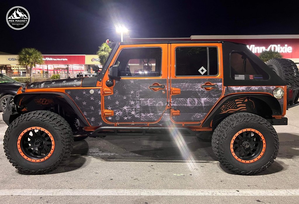 MEKMagnet's tweet photo. Discover the unmatched freedom of the open road with the all-new We The People edition Black Flag Removable Trail Armor for the Jeep Wrangler! 🚗
#mekmagnet #removabletrailarmor #madeintheusa #protectyourjeep #trailarmor #jeeparmor #blackflagarmor #wethepeople #freedomedition https://t.co/610FfXpQRD