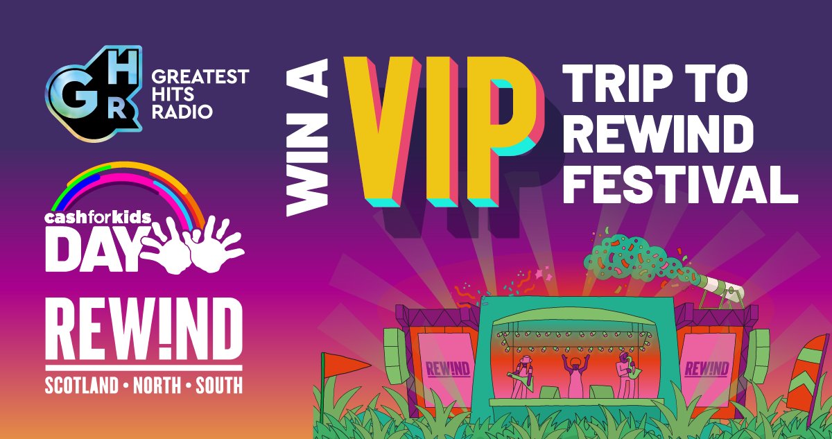 Fancy joining @greatesthitsuk VIP style at the world's biggest 80's music festival? You could be seeing the likes of ABC, Soul II Soul, Go West, UB40, Brother Beyond, Sonia, Nik Kershaw & Tony Hadley. Enter our Cash for Kids Day competition: cfk.org.uk/rewind