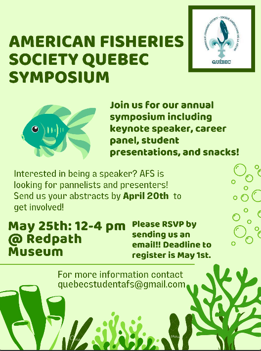 AFSquebec's tweet photo. EXTENDED DEADLINE FOR ABSTRACT SUBMISSION APRIL 27TH!!
Join us for our annual symposium featuring a keynote speaker, career panel, and student presentations! If you're interested in presenting your research/attending please register via the following link: https://t.co/yDZyghEgmj https://t.co/1cSrdV91g3