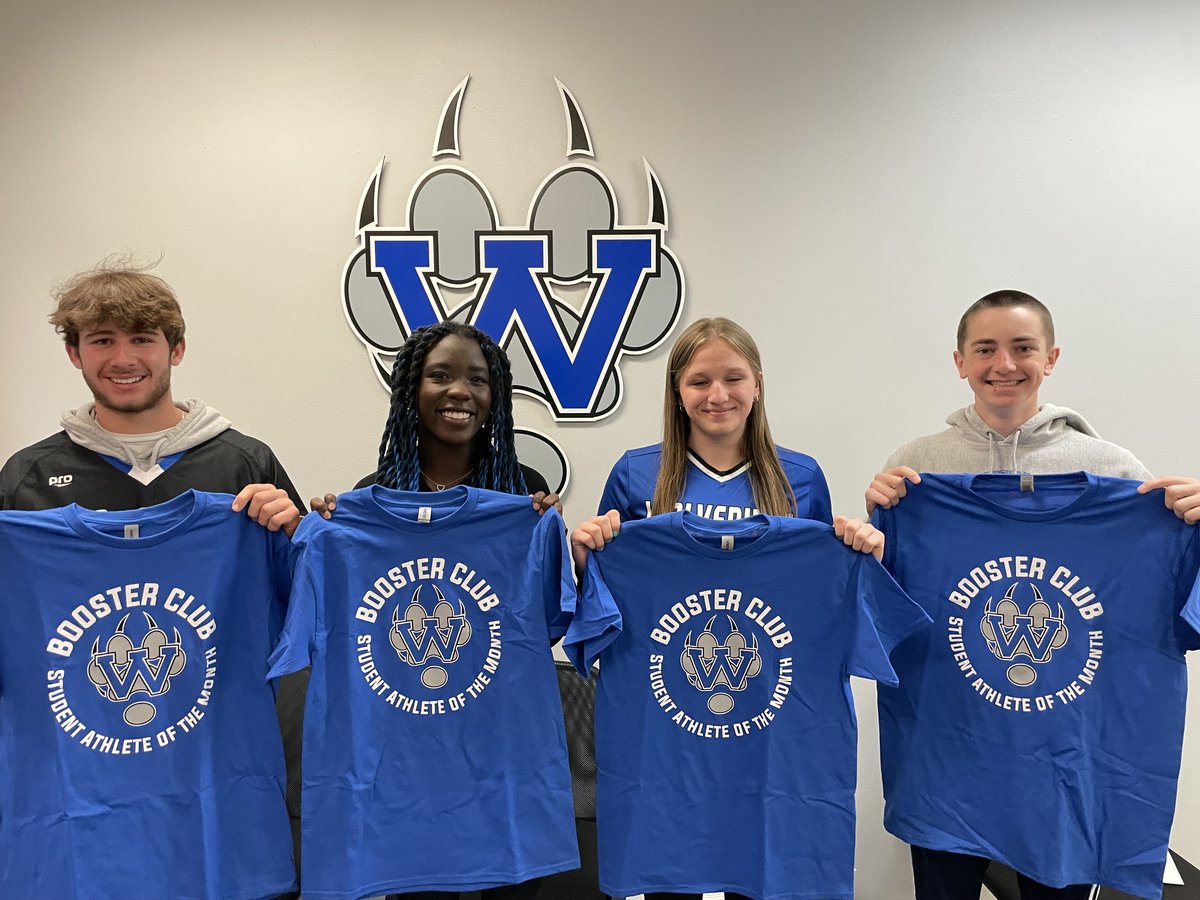 Congrats to our Student-Athletes of the Month!
Matthew Arps - BLax
Nevia Levenhagen - GTrack
Payton Hisel - Softball
Bennett Warp - BTennis
#wolverinespride