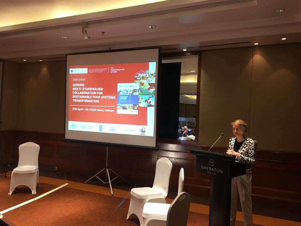 Multistakeholder collaboration at the center of a panel discussion during a side event at the @SfoodSystems Conference on #SustainableFoodSystems. A <a href="/FAO/">Food and Agriculture Organization</a>, <a href="/UNEP/">UN Environment Programme</a>, &amp; <a href="/UNDP/">UN Development</a> upcoming guide will aid stakeholders at all levels of the food systems   implementing their National Pathways.