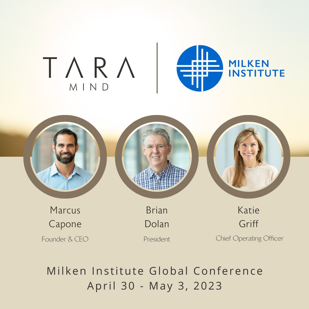 The TARA Mind team is incredibly excited to be attending next week’s <a href="/MilkenInstitute/">Milken Institute</a> Global Conference!

If you are also attending and interested in healthcare, mental health, and/or the psychedelic industry, let us know in the comments ✨#MIGlobal