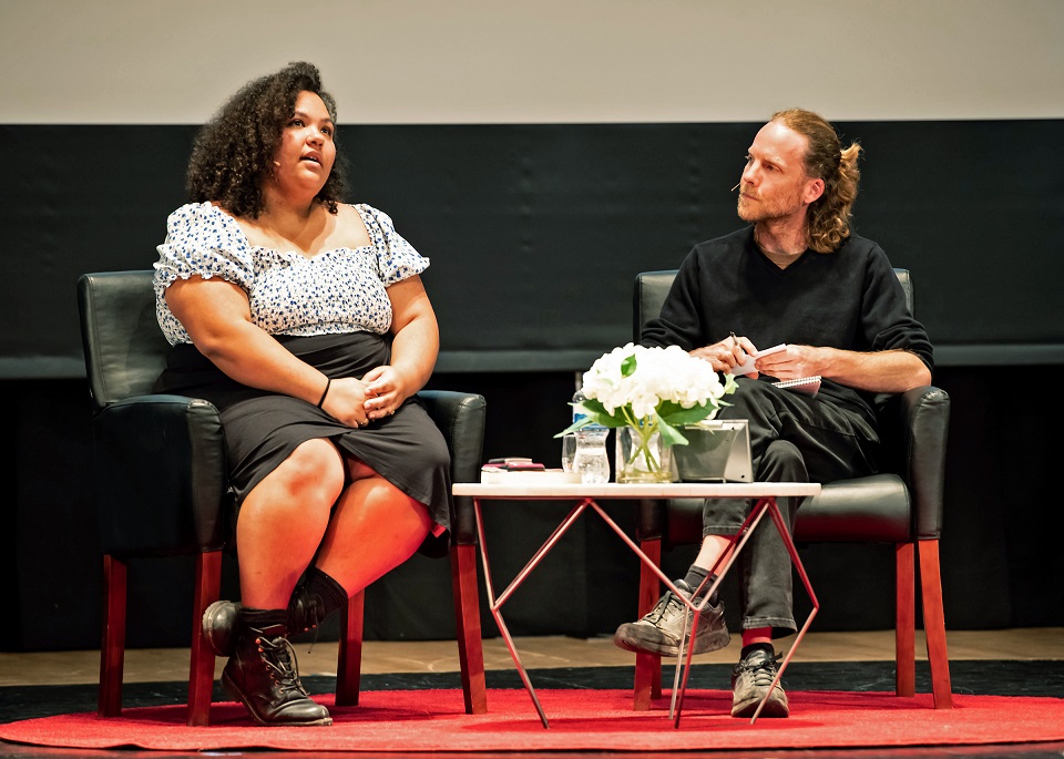 DominicanCANews's tweet photo. New York Times bestselling novelist @leilamottley and @DarwinBondGraha appeared in conversation in Dominican's #ILSLectureSeries with @bookpassage in Angelico Concert Hall Monday night #Nightcrawling #MarinCounty #ThisIsDUC. Check out lecture lineup: https://t.co/QsBiQxQSHg https://t.co/tpRjnKLOAz