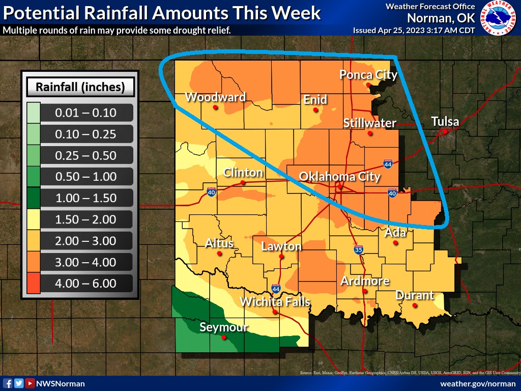 NWS Norman on Twitter "Northern/central OK rain totals will be a bit