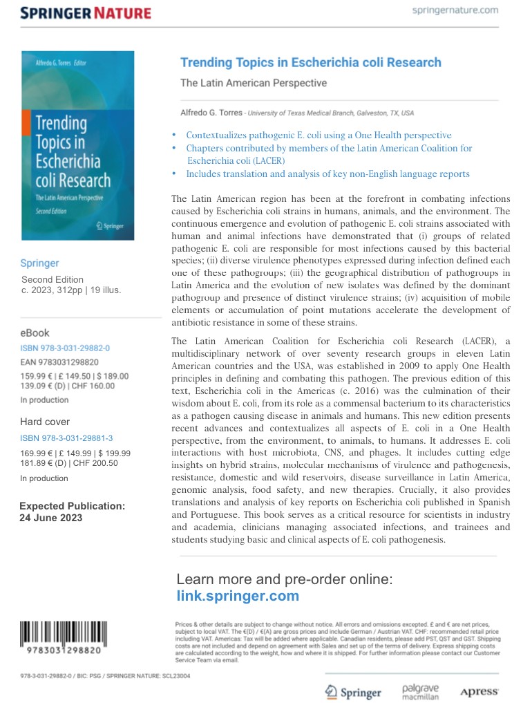 DrAlfredoTorre1's tweet image. The flyer of our new book "Trending topics in Escherichia coli Research" is out. More information here or in our Latin American Coalition for #Escherichia coli Research (LACER) Facebook page: facebook.com/groups/2824952… or the LACER Twitter page: