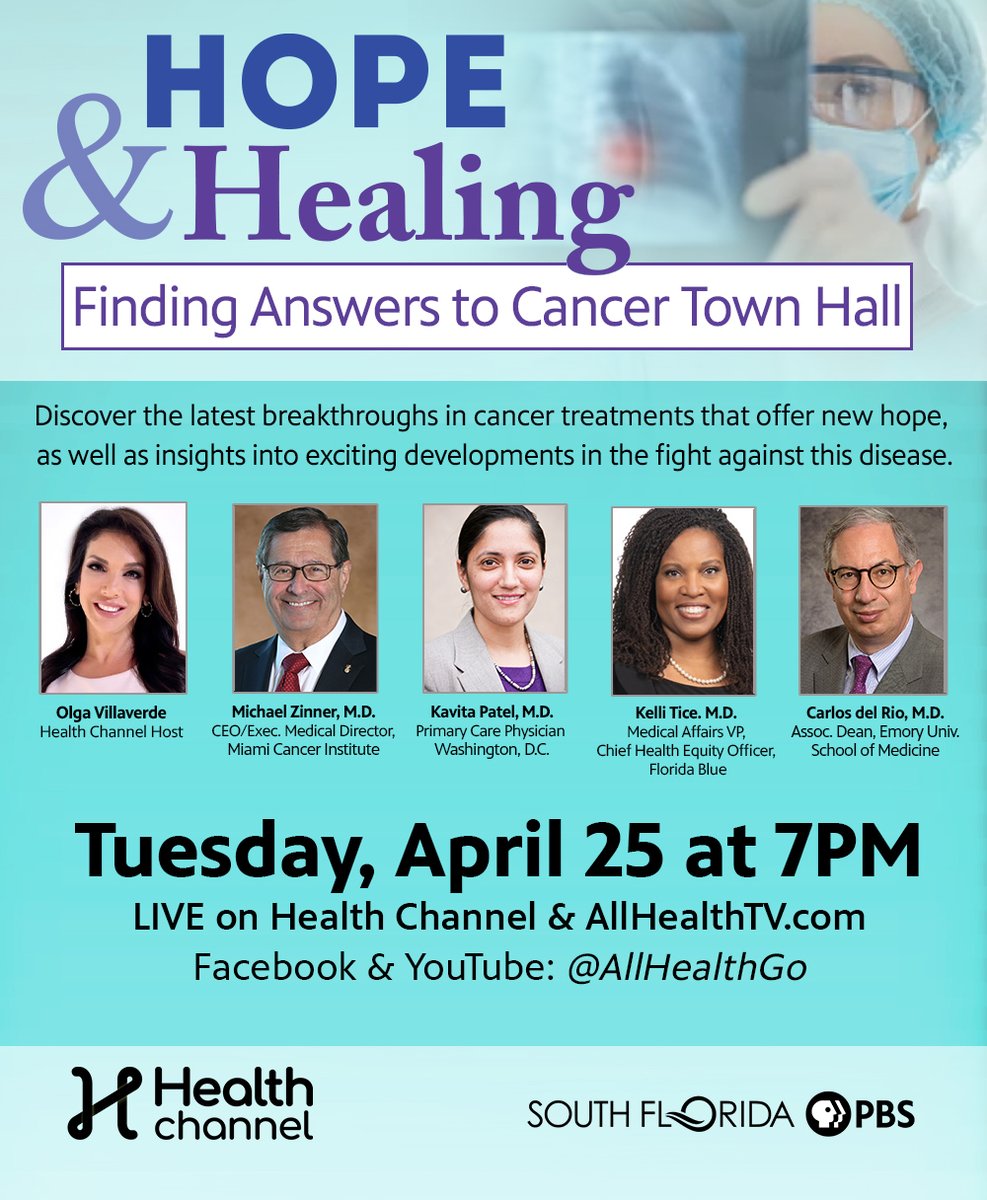 Want to learn more about the latest #cancer breakthroughs? Bring your questions about recent and promising advances in the #oncology field to our town hall today at 7 PM. We'll be happy to share our thoughts about the future of #cancercare. Join us at: AllHealthTV.com