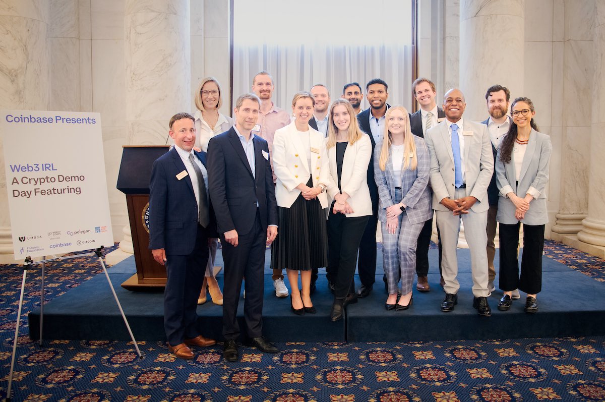 jessepollak's tweet image. brought my 95yo grandparents to our “demo day” at the Senate:

1. 50x cheaper remittances with stablecoins
2. more empowered creators with NFTs 
3. sovereign onchain identity with @ENS_DAO 
4. stronger local economies with @oakcurrency 

if they can learn, so can our politicians.