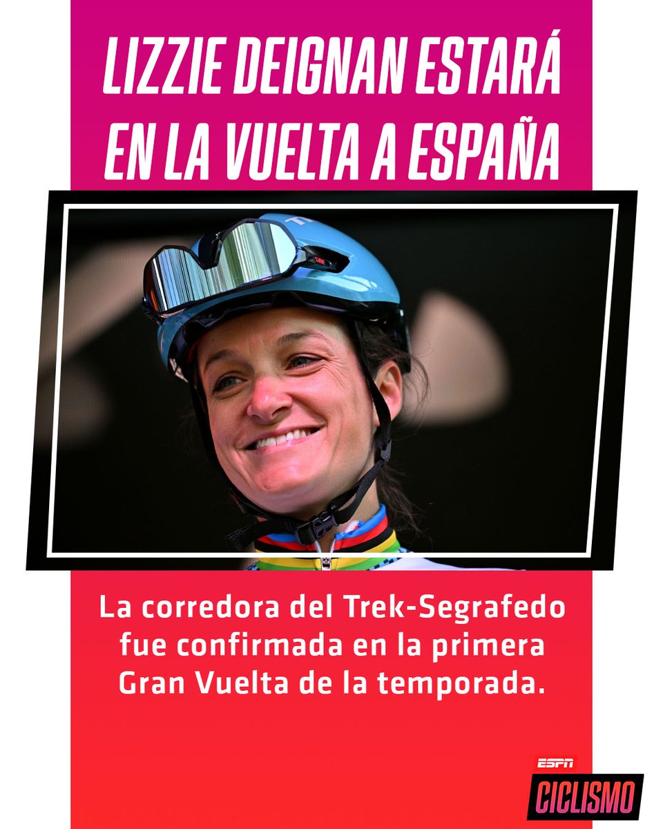 ESPNCiclismo's tweet photo. Lizzie #Deignan, presencia de lujo en la #LaVuelta. 🙌
#ESPNCiclismo https://t.co/Ei5vpUthUG