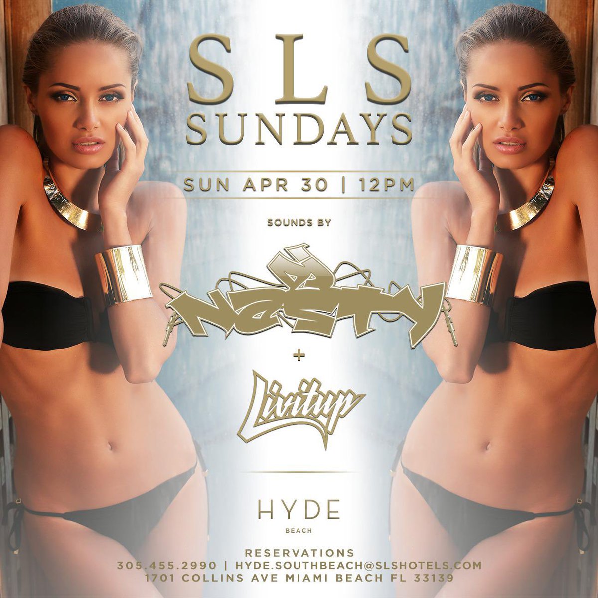 𝙒𝙀𝙏  &amp; 𝙒𝙄𝙇𝘿 
𝙒𝙀 𝙂𝙊𝙏 𝙏𝙃𝙀 𝙋𝙊𝙊𝙇 &amp; 𝙏𝙃𝙀 𝙋𝘼𝙍𝙏𝙔

ＳＬＳ ＳＵＮＤＡＹＳ
@ 𝐇𝐘𝐃𝐄 𝐁𝐄𝐀𝐂𝐇

ＴＨＩＳ ＳＵＮＤＡＹ

Sounds by  <a href="/DJLivitup/">DJ Livitup</a> 

𝙔𝙤𝙪𝙧𝙨 𝙏𝙧𝙪𝙡𝙮  𝘿𝙅 𝙉𝙖𝙨𝙩𝙮  will be the special guests 𝙤𝙣 𝙨𝙚𝙩 
Doors 12pm
Reservations 305-455-2990