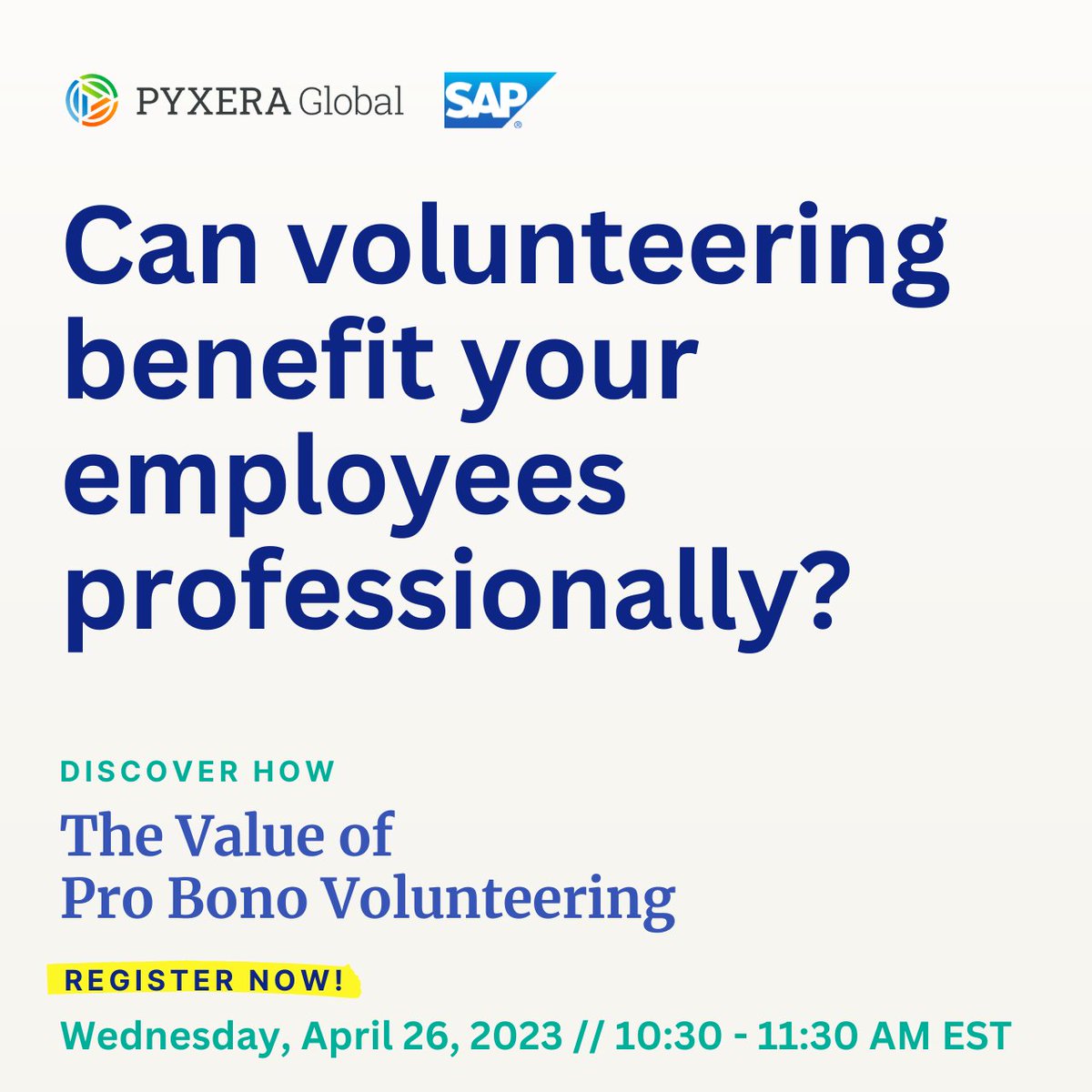 Experience firsthand how a Global Pro Bono program can benefit your employees and boosts your company's brand as a socially responsible leader. Reserve your spot today and start making a lasting impact: hubs.ly/Q01MGGpz0