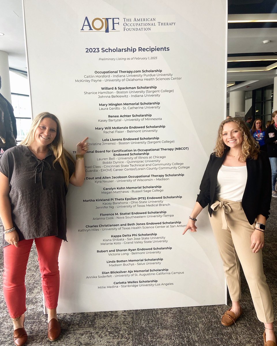 Inman College of Health Sciences & Nursing (@belmontchs) on Twitter photo Two of our #BelmontOTD students, Rachel Fister and Tori Long, were awarded scholarships by <a href="/AOTFoundation/">AOTFoundation</a> 👏 Their awards were announced at the American Occupational Therapy Association National Conference in Kansas City this past weekend. Congratulations Rachel and Tori! 🤩 Two of our #BelmontOTD students, Rachel Fister and Tori Long, were awarded scholarships by <a href="/AOTFoundation/">AOTFoundation</a> 👏 Their awards were announced at the American Occupational Therapy Association National Conference in Kansas City this past weekend. Congratulations Rachel and Tori! 🤩