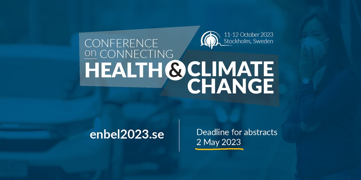 1⃣ week left to submit your abstract on 2⃣ May for the

Connecting Health & Climate Change conference

🕸️Details on enbel2023.se

🌡️🥵🏭🧑‍🌾👷‍♂️👴🧓👩‍🍼🧒🤰☔️🦟🔥🌎🌍🌏🩺👩‍⚕️🌳🥤

#HealthAndClimate #HorizonEU @Belmont_Forum 
@cinea_eu @EU_HaDEA