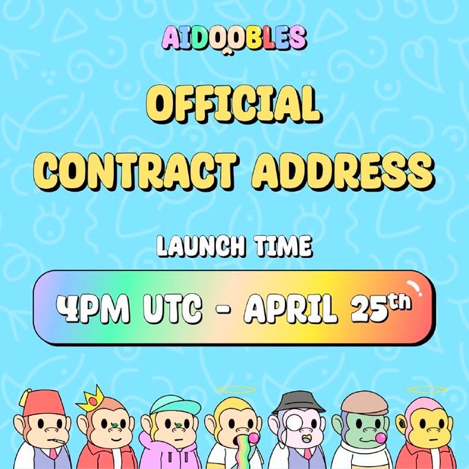 官方 $AID 合约地址：
arbiscan.io/token/0x45915d…

🚀发射时间:4月26日0点

3亿代币将空投到
- NFT持有者的钱包
-收到Arbitrum空投的钱包

官推: <a href="/AIDoobles/">AIDoobles</a>
DC: discord.gg/aidoobles
Opensea: opensea.io/collection/aid…