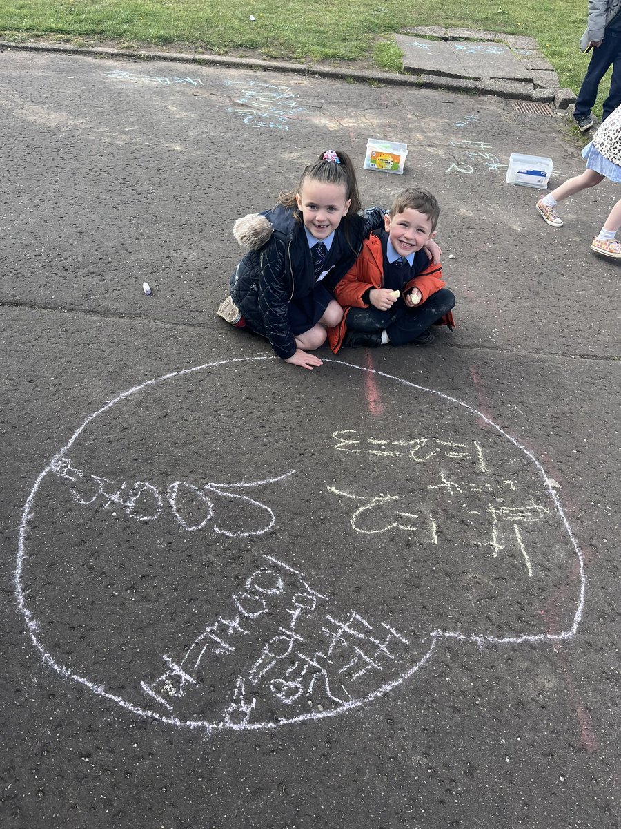 StJosephsWDC's tweet photo. Primary 2 helped their friends in Primary 1 with their addition skills this morning during Numeracy☺️ #workingcollaboratively #OutdoorLearning https://t.co/IdNxyCGiqh