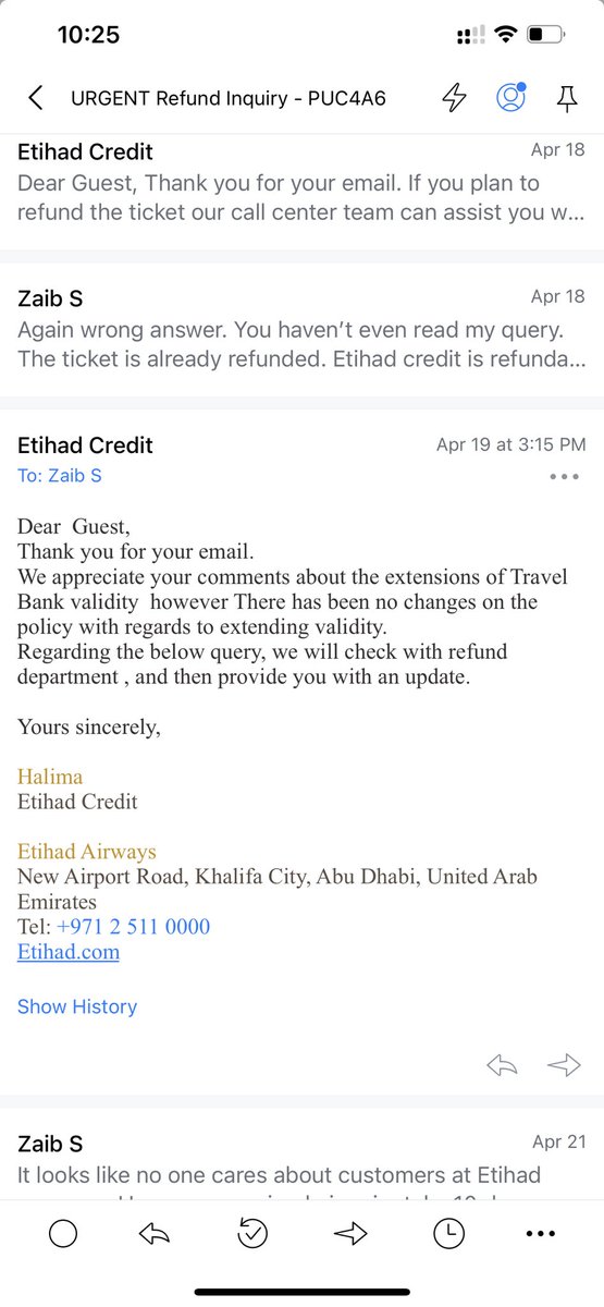 zs_786's tweet photo. @EtihadHelp EXTREMELY DISAPPOINTED WITH YOUR REFUND SERVICE AND LACK OF COMPETENCY FROM YOUR TEAM. ITS BEEN IVER TWO WEEKS AND WE ARE BEING BOUNCED AROUND FROM CALL CENTER TO EMAIL TO CALL CENTER TO EMAIL. NOT A SINGLE PERSON TAKES RESPONSIBILITY TO ASSIST AND RESOLVE OUR MATTER https://t.co/sEjFqcES6c