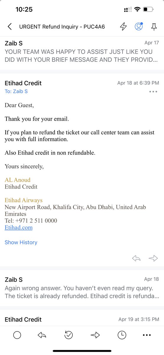 zs_786's tweet photo. @EtihadHelp EXTREMELY DISAPPOINTED WITH YOUR REFUND SERVICE AND LACK OF COMPETENCY FROM YOUR TEAM. ITS BEEN IVER TWO WEEKS AND WE ARE BEING BOUNCED AROUND FROM CALL CENTER TO EMAIL TO CALL CENTER TO EMAIL. NOT A SINGLE PERSON TAKES RESPONSIBILITY TO ASSIST AND RESOLVE OUR MATTER https://t.co/sEjFqcES6c