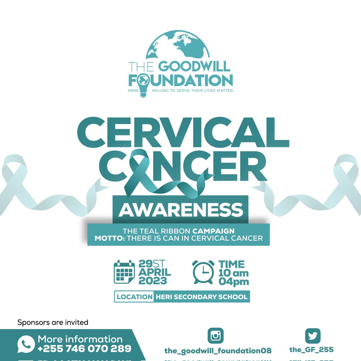 The_GF_255's tweet photo. THE TEAL RIBBON CAMPAIGN ni kampeni inayolenga kuelimisha watu juu ya saratani ya shingo ya kizazi na jinsi ya kuzuia na kupambana nayo.

KARIBU TUJUMUIKE PAMOJA KATIKA KAMPENI HII PALE HERI SECONDARY SCHOOL SIKU YA JUMAMOSI 29.04.2023

#ThereIsCanInCervicalCancer https://t.co/JrnN4INq2u