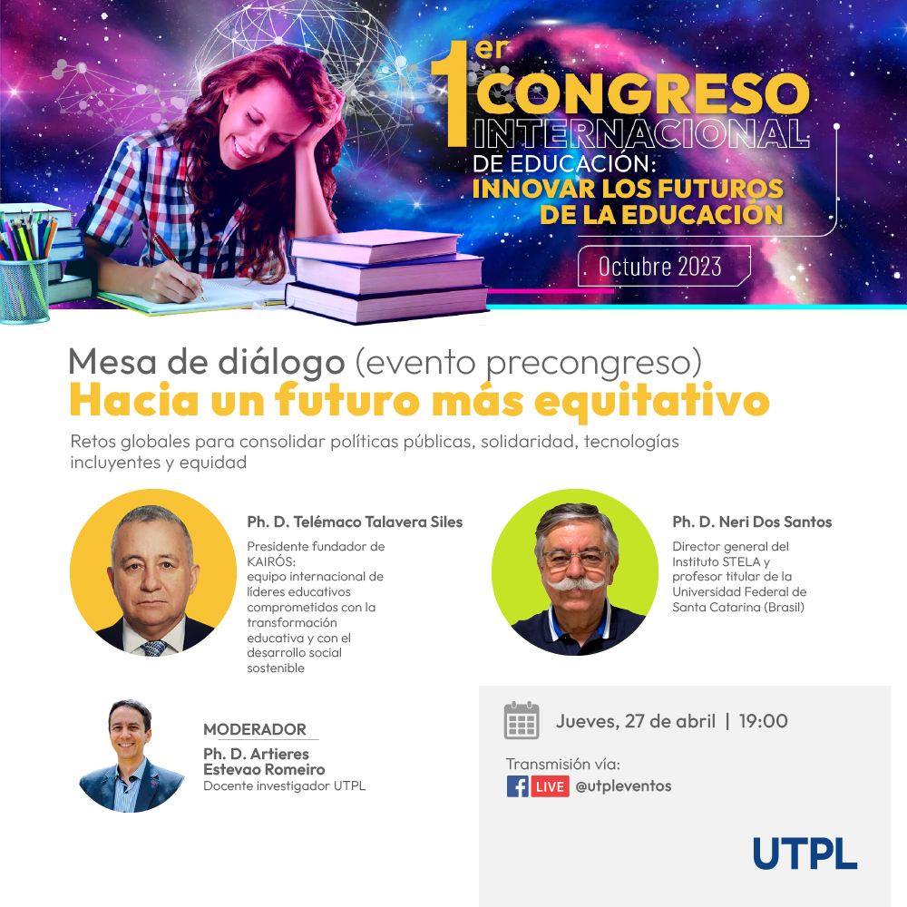 utpl's tweet photo. 👩🏻‍💻📚 Nos preparamos para el "I Congreso Internacional de #Educación: Innovar los futuros de la Educación", dirigido a estudiantes de pedagogía y profesionales del campo de la enseñanza.

Únete a la mesa de diálogo precongreso este 27/abril.
✅Inscríbete: https://t.co/YVtV3oGzOv https://t.co/CEx8w3JvsQ