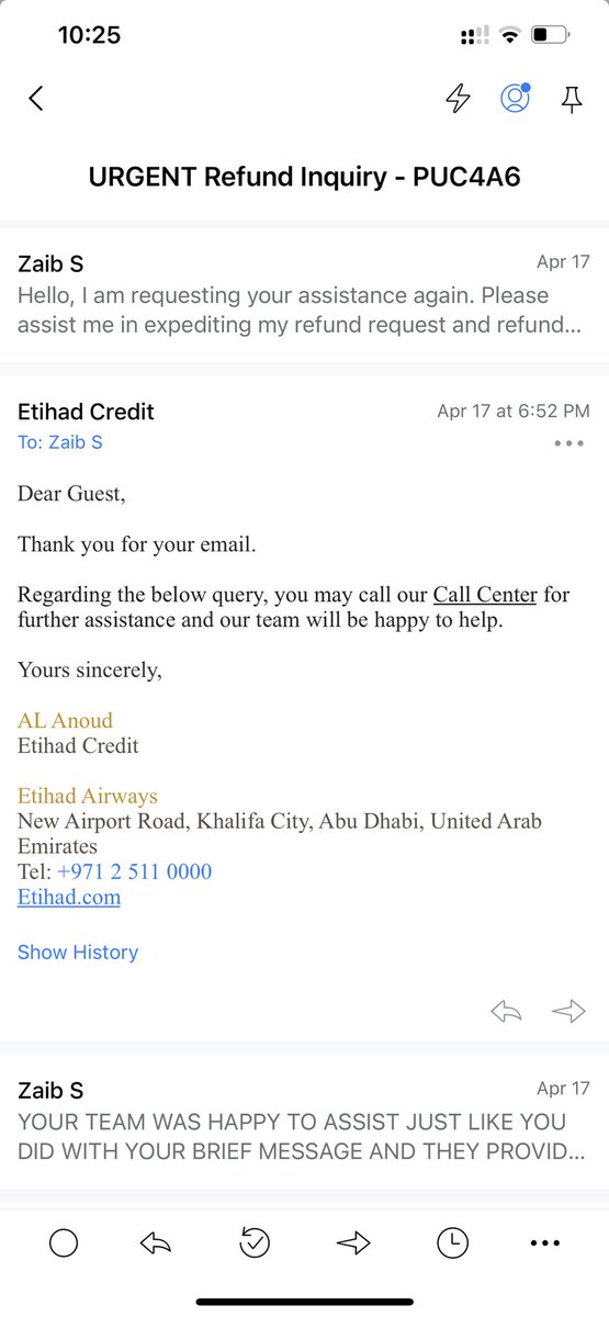 zs_786's tweet photo. @etihad EXTREMELY DISAPPOINTED WITH YOUR REFUND SERVICE AND LACK OF COMPETENCY FROM YOUR TEAM. ITS BEEN IVER TWO WEEKS AND WE ARE BEING BOUNCED AROUND FROM CALL CENTER TO EMAIL TO CALL CENTER TO EMAIL. NOT A SINGLE PERSON TAKES RESPONSIBILITY TO ASSIST AND RESOLVE OUR MATTER https://t.co/RDvx64xsYD