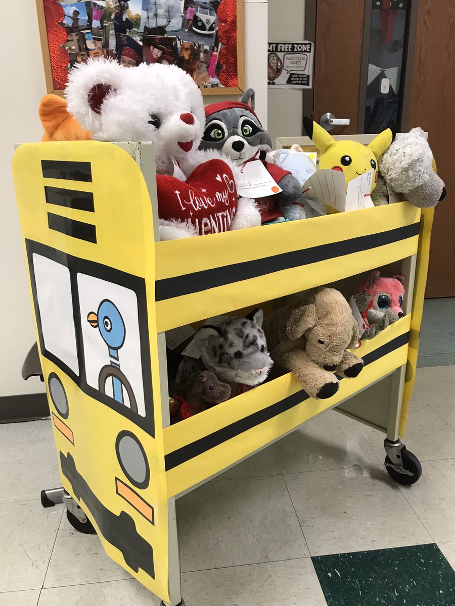 And so it begins! Stuffed animals are loaded on the bus for the 1st grade stuffie sleepover. There will be lots of pictures to write about tomorrow showing all the fun these beloved stuffies will have!