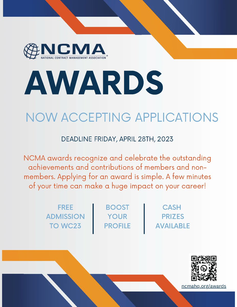 NCMA awards recognize and celebrate the outstanding achievements and contributions of members and nonmembers.Applying for an award is simple. A few minutes of your time can make a huge impact on your career! Visit buff.ly/40HwKQW
#ncma #govcon