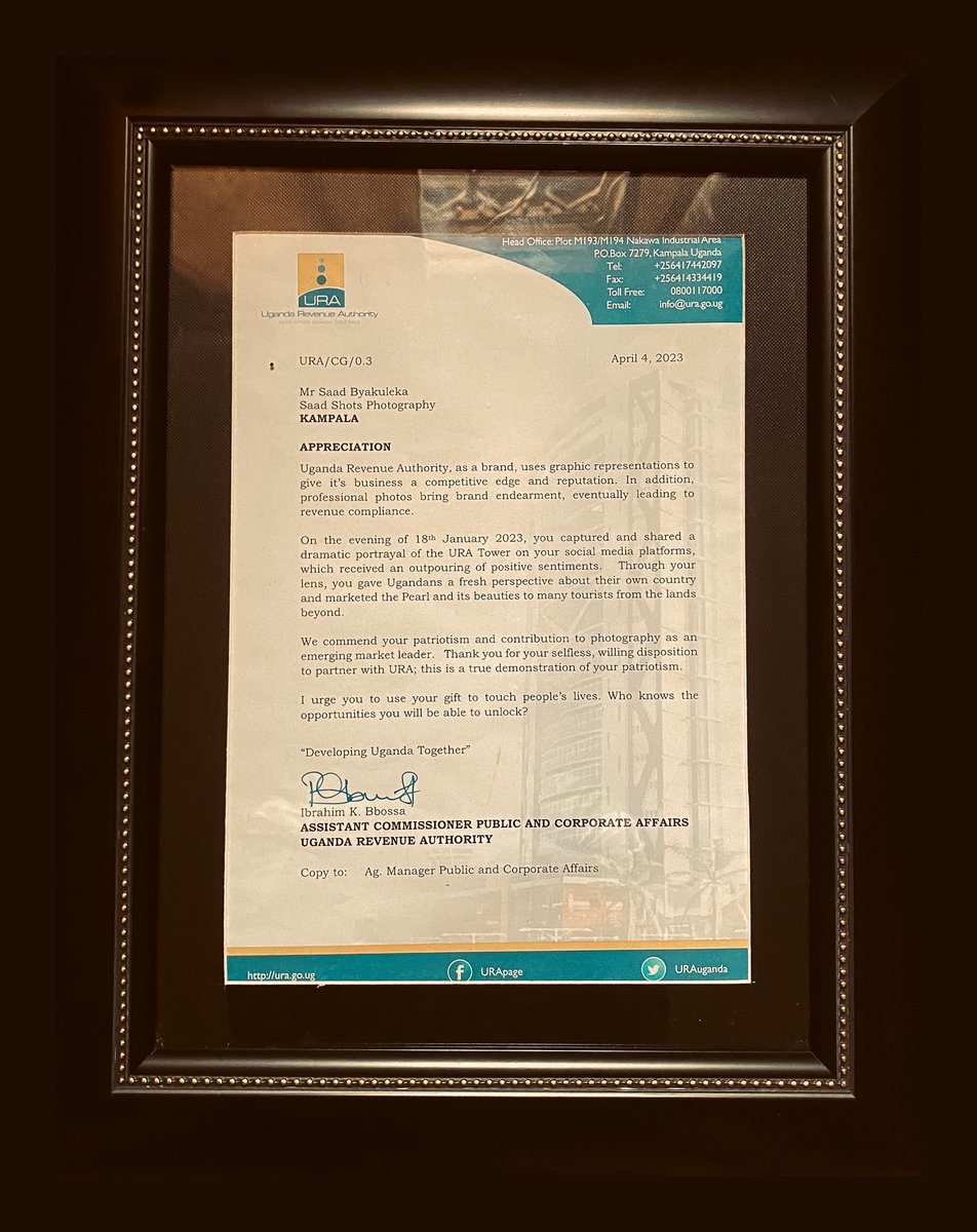 When your dreams are bigger than the places you find yourself in, sometimes you need to seek out your own reminders that there is more. And there is always more waiting for you on the other side of fear. 

Thank you @URAuganda  and everyone that retweeted .