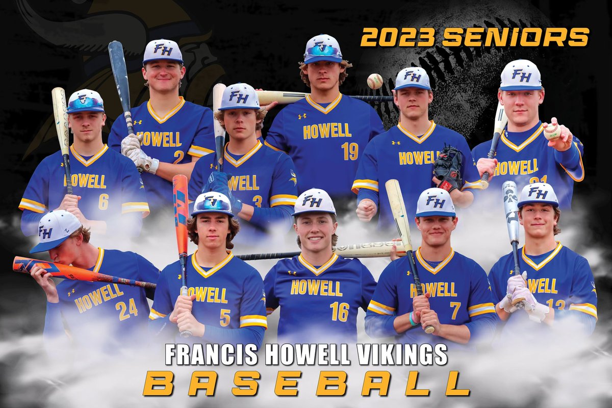 rnorfleet31's tweet photo. The senior parents and players would like to thank Amanda Skidmore @askidmore76 and Heather Limoges @L6photos for the senior individual and team banner designs and pictures!  Thank you both for your great work!! #seniormemories #classof2023 @howell_baseball @FHVikings https://t.co/pwC3NPUFO2