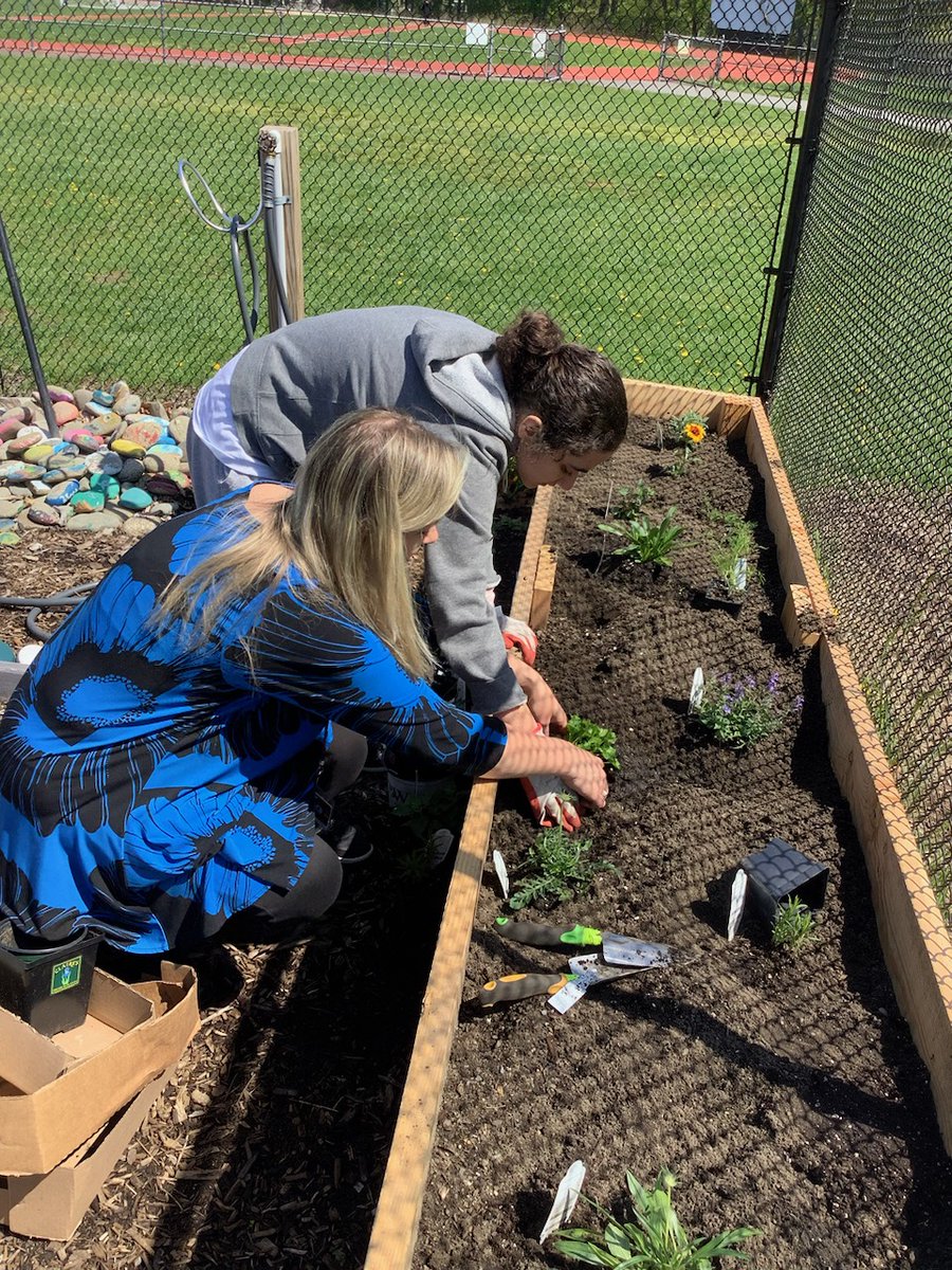 HBW_Verona's tweet photo. HBW students help plant a butterfly flower bed in the Verona Community Garden. Supplies were donated by @NjVfee. Plants will provide food for Monarch &amp; Eastern Black Swallowtail Caterpillars and flowering plants &amp; bushes to provide nectar to numerous types of butterflies. https://t.co/UCkgpHtsYG