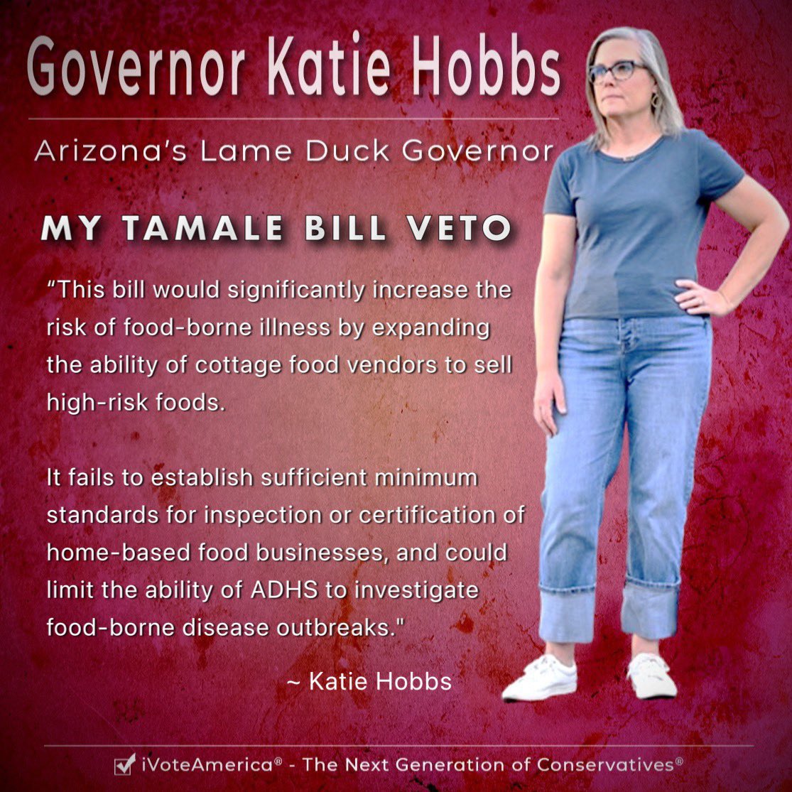 KATIE WATCH:  Her Tamale  Veto

She’s gone and done it. @GovernorHobbs has vetoed HB2509, the “Tamale Bill” claiming that allowing citizens to make and sell tamales is dangerous to public health.

This is Hobbs at work, using the state to block AZ’s 100+ yr old tamale industry.