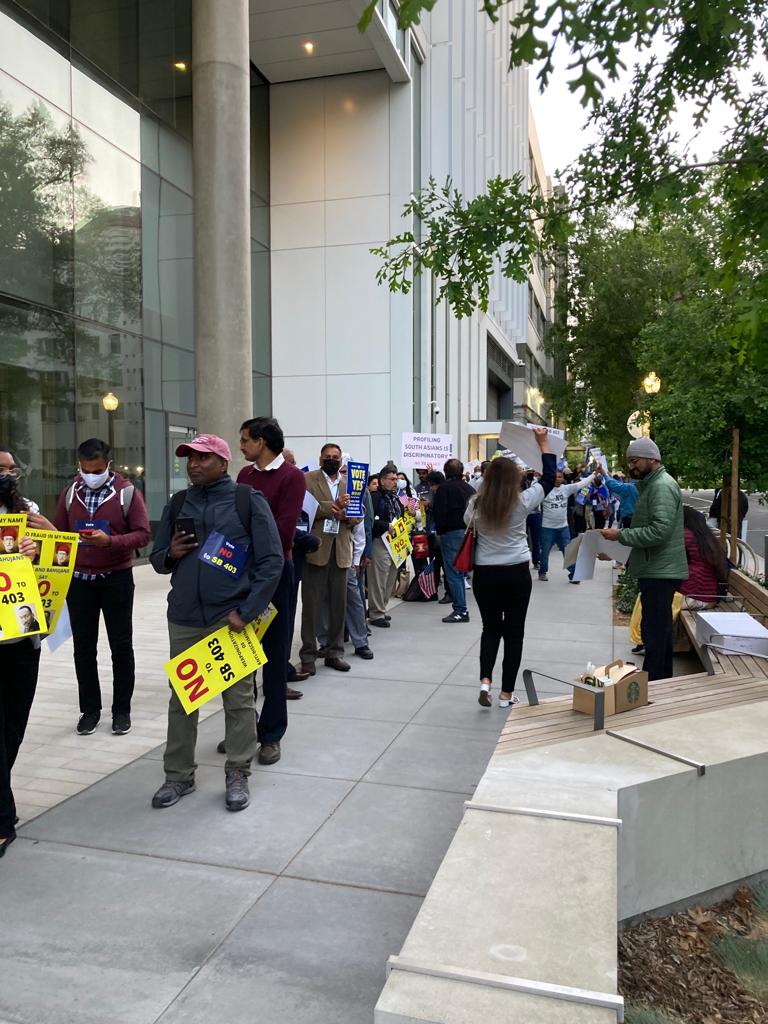 CoHNAOfficial's tweet photo. Its 7.30 am here in Sacramento, and California residents of all backgrounds have been gathered for hours - braving the chill to fight against #SB403.  Pranam to these brave warriors! We hope @SacPolice is there to ensure their security and First Amendment Rights.  #NoToSB403.
Stay tuned for more
#SayNoToProfiling