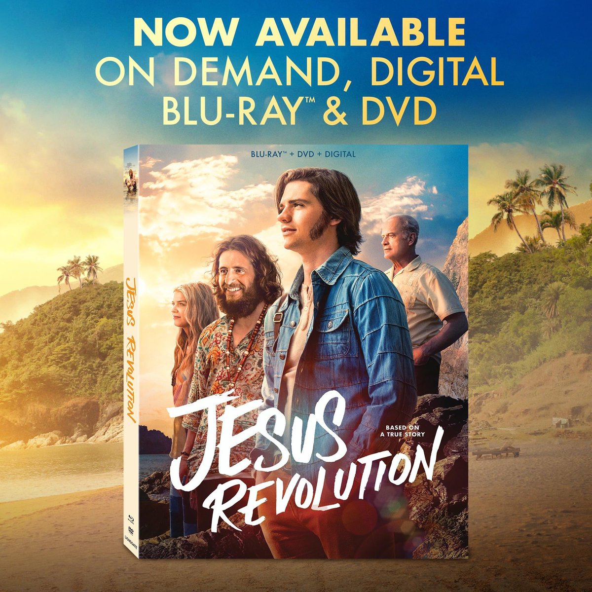JESUS REVOLUTION is available on Demand, on Digital, Blu-ray™ &amp; DVD! We are thrilled to bring this film to even more audiences worldwide. Gather your friends and family together for a #JESUSREVOLUTIONMovie night at home—get your copy today! 
#JesusRevolution