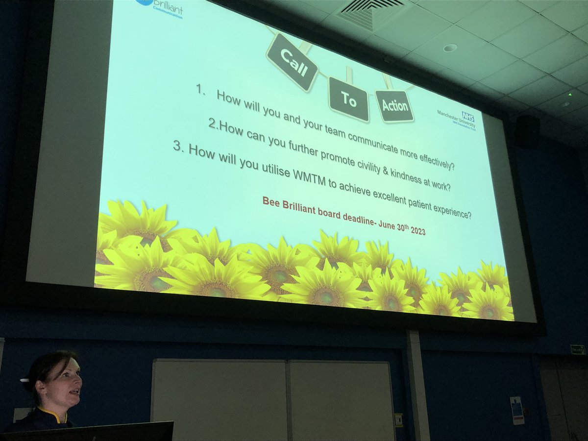 Jane Grimshaw (@himynameisjaneg) on Twitter photo Great energy at #BeeBrilliantLive <a href="/WythenshaweHosp/">Wythenshawe Hospital</a> lead by Gail Meers, Director of Nursing ‘Communication’. Call to Action for my WTWA colleagues 👍 Great energy at #BeeBrilliantLive <a href="/WythenshaweHosp/">Wythenshawe Hospital</a> lead by Gail Meers, Director of Nursing ‘Communication’. Call to Action for my WTWA colleagues 👍