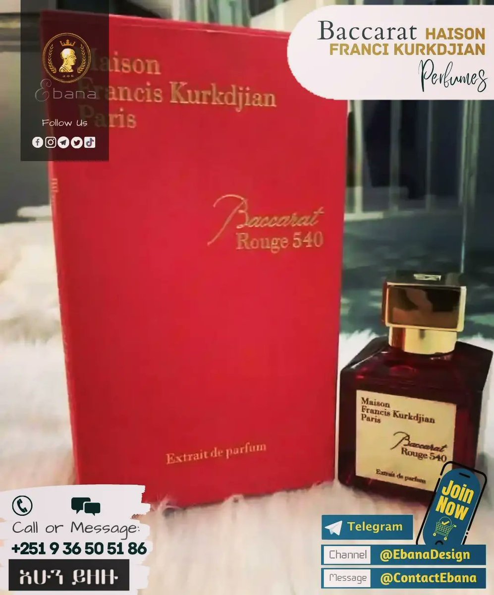 EbanaDesigns's tweet photo. 🎁🅑🅐🅒🅒🅐🅡🅐🅣 &amp; 🅞🅤🅓🎁🛍️
      🔸 𝙋𝙚𝙧𝙛𝙪𝙢𝙚𝙨 🔸 ሽቶዎች🔸
              👑 🅔🅑🅐🅝🅐 👑

🏛️ Order @EbanaDesigns 👑 
አሁኑኑ ደውለው/ሜሴጅ አድርገው ይዘዙ!
Call: 📞 +251 9 36 50 51 86
#Ebana #Ethiopia #AddisAbaba https://t.co/SO0KENI8Ip