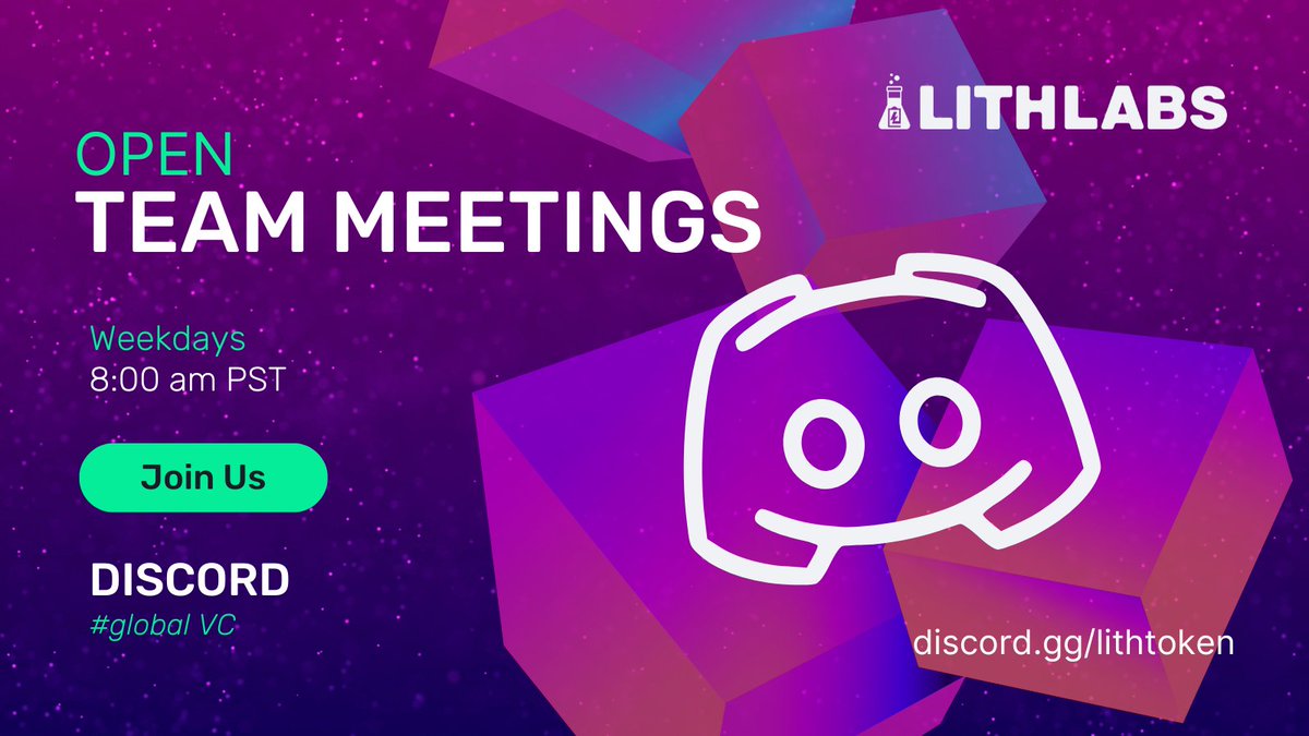 You're Invited

To be a part of our open team meetings, weekday mornings at 8am PT/11am ET on Discord. 

Get updates first, meet the team, ask questions and share your thoughts. 

discord.gg/lithtoken