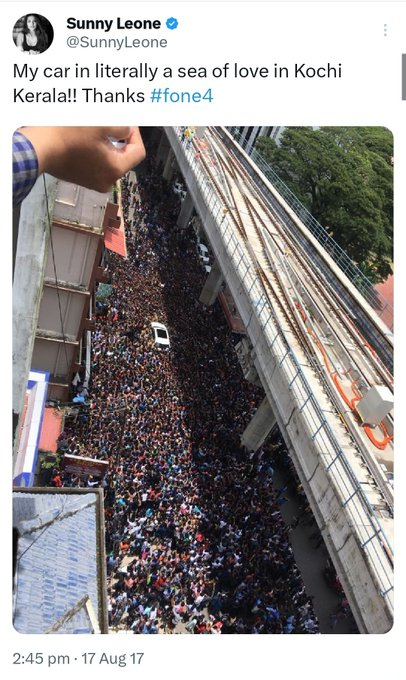 TellyRadar's tweet photo. Netizens are now trending this about Sunny Leone and PM Modi about there visit to kochi

Modi                                   Sunny Leone in Koch                             in Kochi
#PMModi 
#SunnyLeone https://t.co/My20AN5bNb