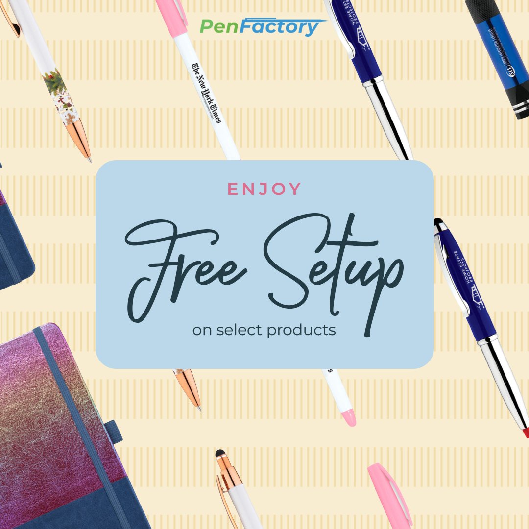 penfactory's tweet photo. Did someone say "Free Setup?" 💸💸

Enjoy free setup on select products from #PenFactory for a limited time only. Customize pens, bags, and more for your business, all without breaking the bank.

Use our promocode: FSU23PF38022 and visit: https://t.co/1lXJ8yRkbk

#promotionalswag https://t.co/R8ZQmab9lK