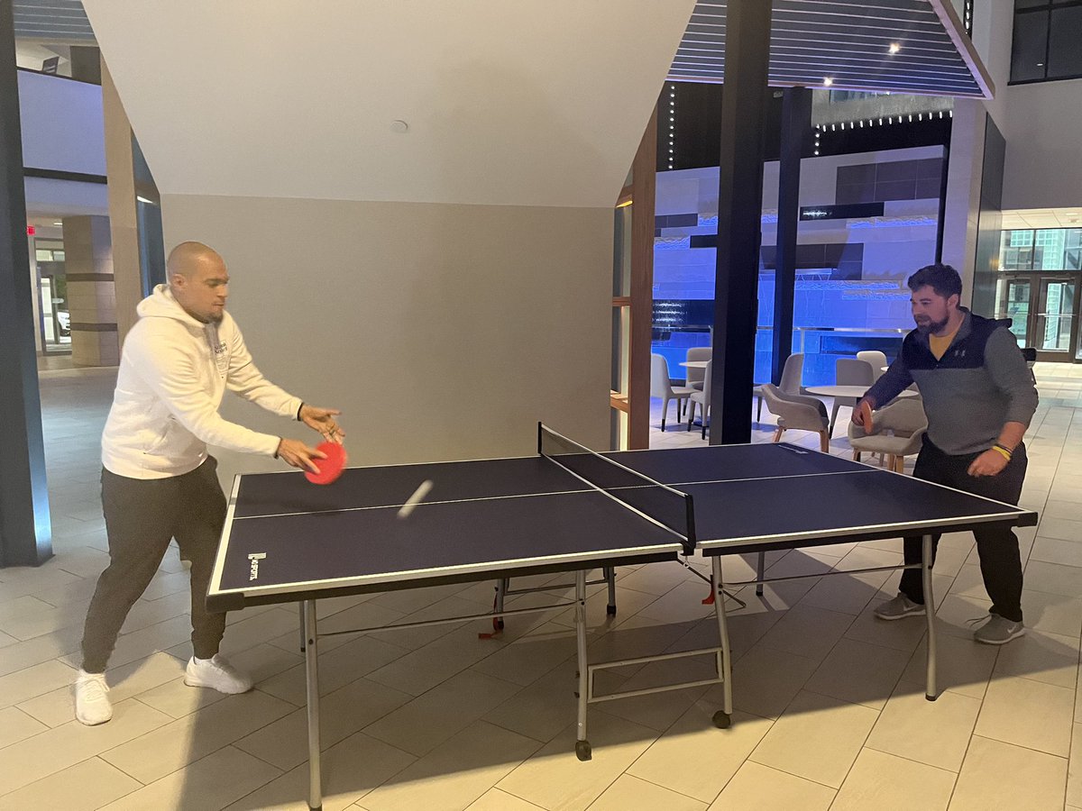 theSCIAC's tweet photo. May the final day of #theSCIAC Men’s and Women’s Golf Championships be as fiercely contested as this ping pong match between @AthleticsCMS @CMSStagsFB assistant coaches Dave and Luke at the @NCAA Inclusion Forum last weekend #SCIACchamps #SoCalSoGood #SCIACtion https://t.co/VoVsbUwfQc