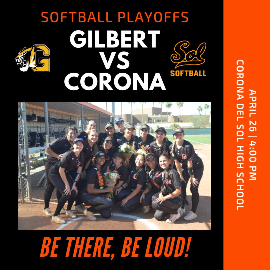 It’s that time - PLAYOFFS! 🥎 #14 Ranked Corona will host Gilbert in the first round TOMORROW! Game time is 4:00pm! BE THERE, BE LOUD 🧡💛 #PlayoffTime #GetItDone <a href="/CdS_Aztecs/">Corona del Sol Athletics</a> <a href="/TRIBETTES/">CDS TRIBETTES</a>