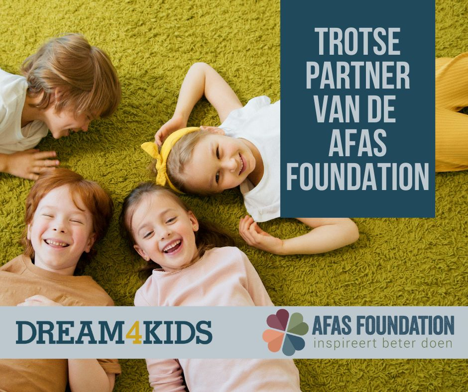 Dream4Kids's tweet image. Ook dit jaar heeft Dream4Kids een bijzonder #partnerschap met de @AFASFoundation. Wij zijn ontzettend dankbaar voor hun #donatie van €20.000,- Met deze donatie zullen wij Droomdagen organiseren. Wederom dank voor jullie steun en support! Samen maken we de wereld mooier. 💙