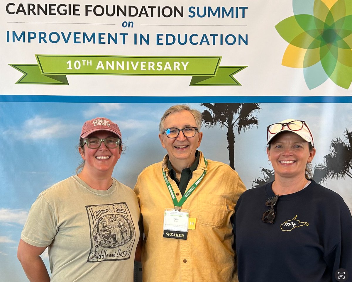 It's been so cool to experience #CarnegieSummit2023  with <a href="/janhanshaw87/">Janet Hanshaw</a> representing <a href="/m3t_wv/">M3T Mountaineer Mathematics Master Teachers</a>, Logan County Schools, <a href="/WVEducation/">West Virginia Department of Education</a> and our <a href="/NSF/">U.S. National Science Foundation</a> Noyce teacher leadership work.  As her wing-folks, <a href="/mp_campbell/">Matthew Campbell</a>  and I  end up in the company of Improvement founders and top brass.
