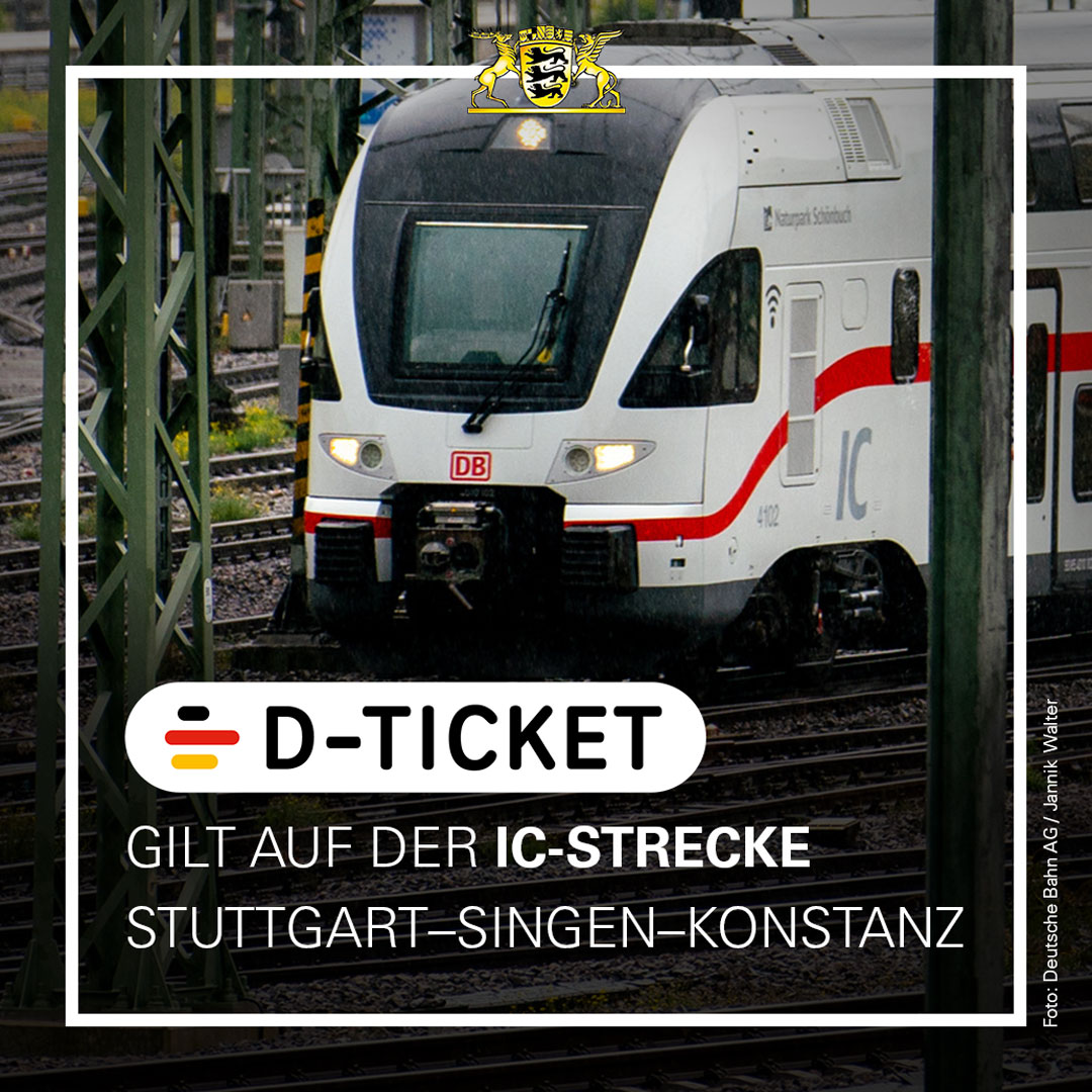 Das #Deutschlandticket gilt im IC auf der Gäubahn im Land. Nach sehr langen Verhandlungen mit der <a href="/DB_Bahn/">Deutsche Bahn Personenverkehr</a> haben wir uns einigen können. #Bahn #Servicetweet