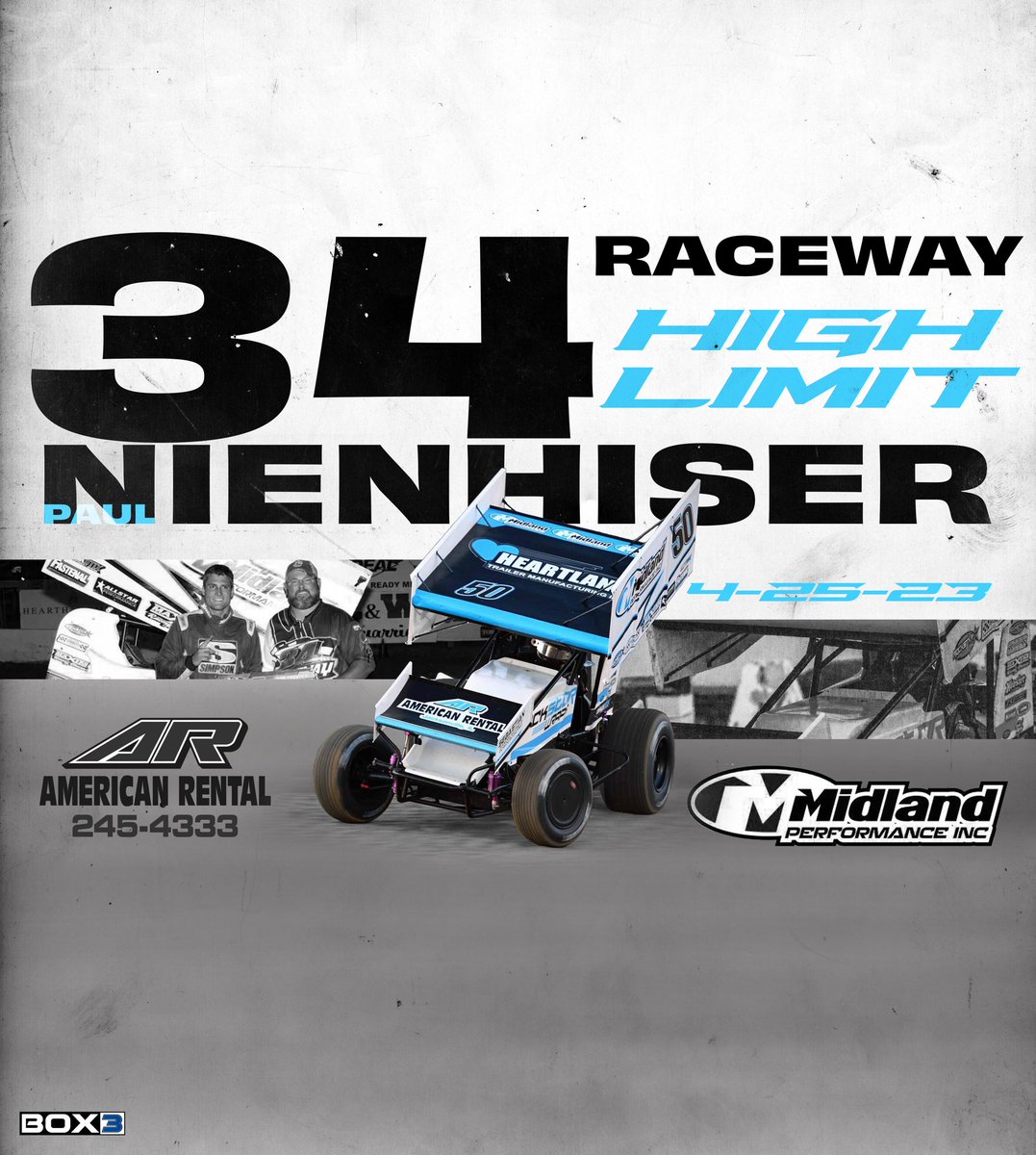 <a href="/paul_nienhiser/">Paul Nienhiser</a> is ready to make his High Limit debut tonight at 34 in the Midland Performance #50! 

📍: <a href="/34Raceway/">34 Raceway</a>
🏎️: <a href="/HighLimitRacing/">High Limit Racing</a>
🎟️: At the Track/<a href="/tickethoss/">tickethoss</a> 
⏰: 6:15PM
📺: <a href="/FloRacing/">FloRacing</a> 
⏱️: <a href="/MyRacePass/">MyRacePass</a> 

📸: Jerry Kulas/<a href="/Snappybee55/">Ashley Zimmerman</a>
<a href="/RaceMaxims/">Maxim Racing, Inc.</a> <a href="/SmithTitanium/">SmithTitanium</a>