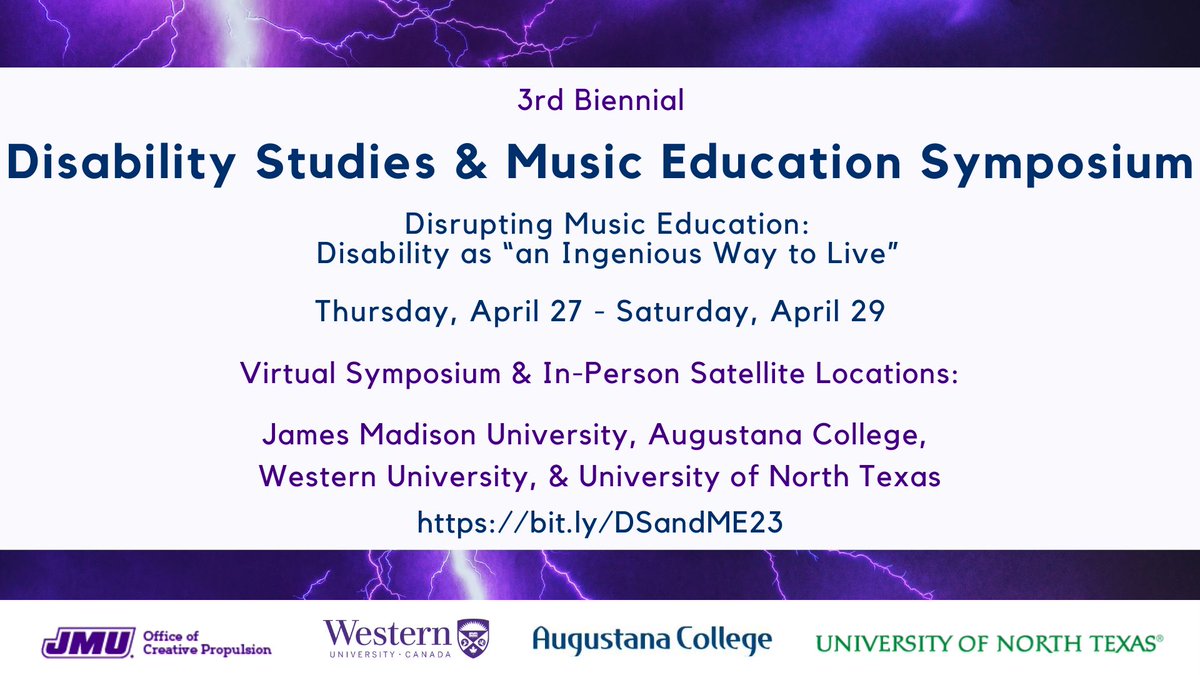 The 3rd Biennial Disability Studies &amp; Music Education Symposium is happening this week (Thursday, April 27-Saturday, April 29). It's FREE, and everyone is welcome!