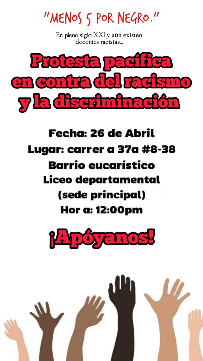 arleisonarcos's tweet photo. #Menos5PorSerNegro

La escuela tiene que dejar de ser un espacio en el que se perpetúan prácticas contrarias a la dignidad humana, como el racismo y la discriminación. https://t.co/DRrctHMSrq