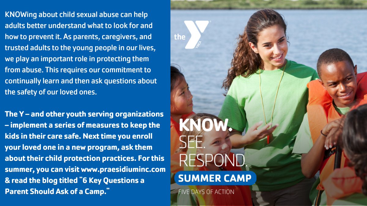 KNOWing about child sexual abuse can help adults better understand what to look for &amp; how to prevent it. The Y &amp; other youth serving organizations implement a series of measures to keep the kids in their care safe. Helpful tips: bit.ly/3KYQrhk #FiveDaysofAction