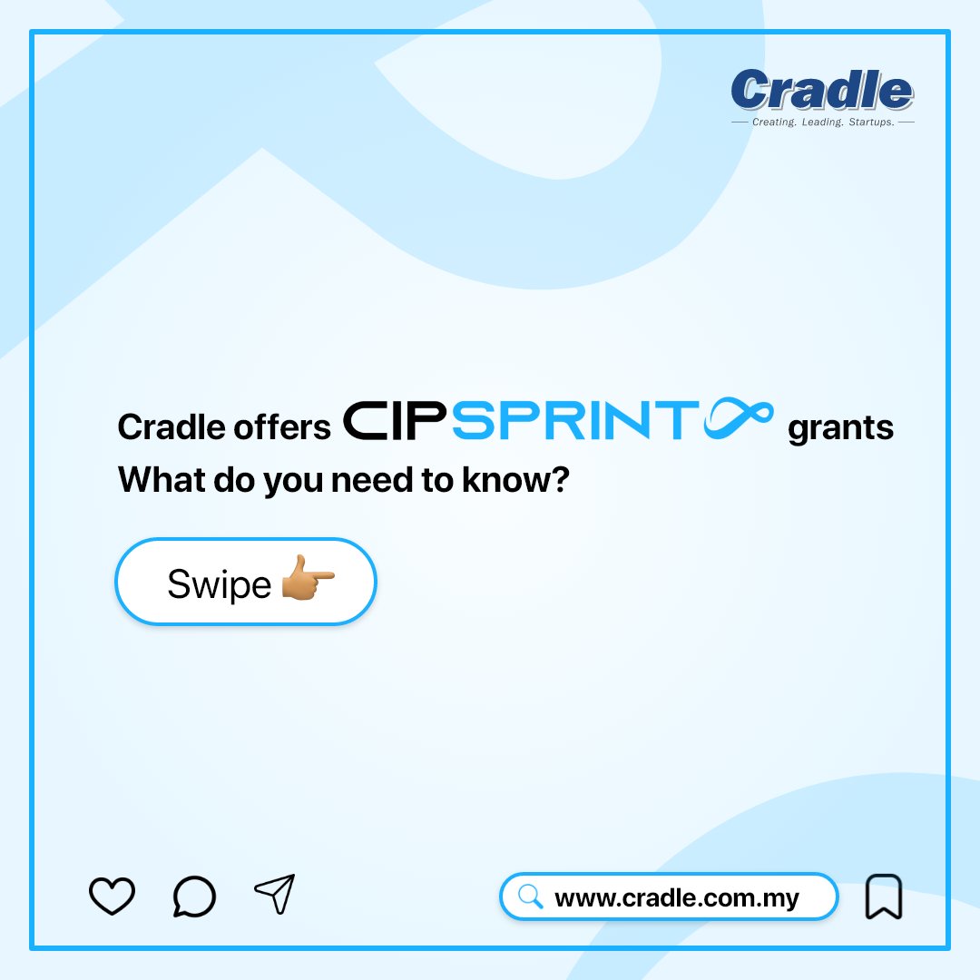 cradlefund's tweet photo. Do you see yourself in these eligibility criteria for CIP Sprint? Then don’t waste any more time, apply and be open to the possibility of funding up to RM600,000!
Apply now!
#CIPSprint
#CradleFund
#CreatingLeadingStartups https://t.co/SkpagsppRt