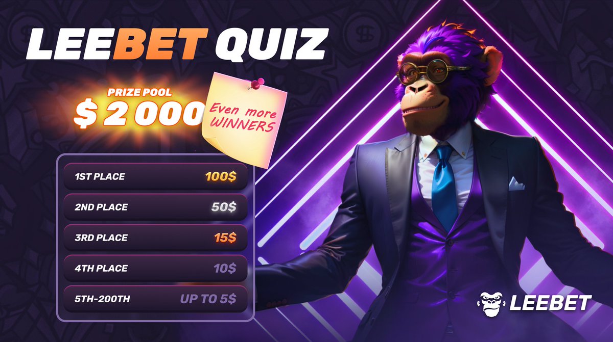 leebetio's tweet photo. π#PreLaunchEvent just got better with rewards for 200 people!
π
Even more lucky winners in #LeeBet Quiz!
πWe have many participants who have earned an equal number of points and to ensure that everyone feels appreciated for their efforts, we want to #reward more people! https://t.co/dLoljPo32v