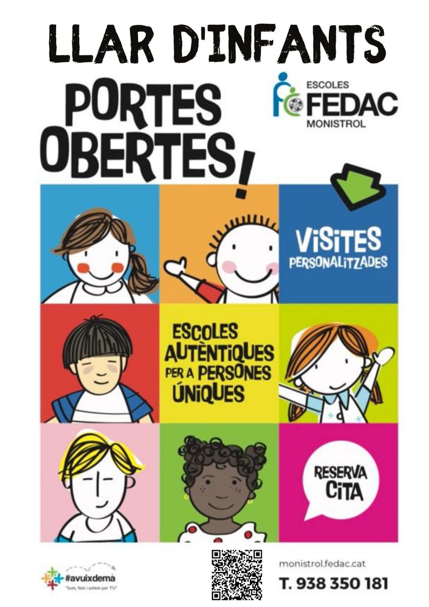 Obrim les portes a la LLAR de FEDAC Monistrol, vine a veure’ns!

Visites i entrevistes personalitzades on us explicarem el funcionament de l’escola

☎️ Truca a 93.835.01.81

✉️ Envia un mail a fedac.monistrol@fedac.cat 

🔹Reserva visita a: portesobertesfedac.cat/monistrol/ 🔗