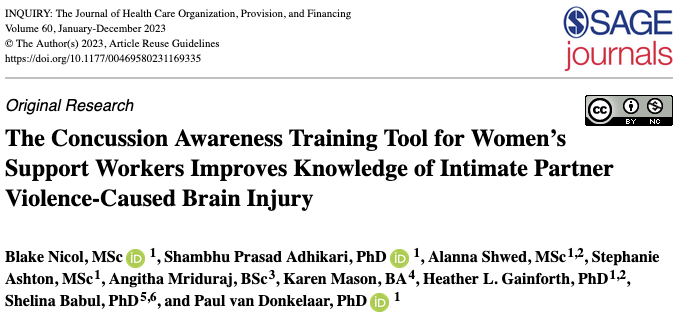 Paul van Donkelaar (@drvandonkelaar) on Twitter photo Latest publication from the <a href="/CanadaSoar/">SOAR Canada</a> project evaluating the <a href="/cattonline/">cattonline</a> women's support worker module: journals.sagepub.com/doi/10.1177/00… Thanks to <a href="/WAGE_FEGC/">Women and Gender Equality Canada</a> and <a href="/MaxBellFdn/">MaxBellFoundation</a> for supporting this work @Kmason10 <a href="/sbwellr/">Dr. Shelina Babul</a> <a href="/HGainforth/">Heather Gainforth</a> @AlannaShwed @BlakeNicol2 <a href="/spadhikari2021/">Shambhu Adhikari, PhD</a> <a href="/BCIRPU/">BCIRPU</a> Latest publication from the <a href="/CanadaSoar/">SOAR Canada</a> project evaluating the <a href="/cattonline/">cattonline</a> women's support worker module: journals.sagepub.com/doi/10.1177/00… Thanks to <a href="/WAGE_FEGC/">Women and Gender Equality Canada</a> and <a href="/MaxBellFdn/">MaxBellFoundation</a> for supporting this work @Kmason10 <a href="/sbwellr/">Dr. Shelina Babul</a> <a href="/HGainforth/">Heather Gainforth</a> @AlannaShwed @BlakeNicol2 <a href="/spadhikari2021/">Shambhu Adhikari, PhD</a> <a href="/BCIRPU/">BCIRPU</a>